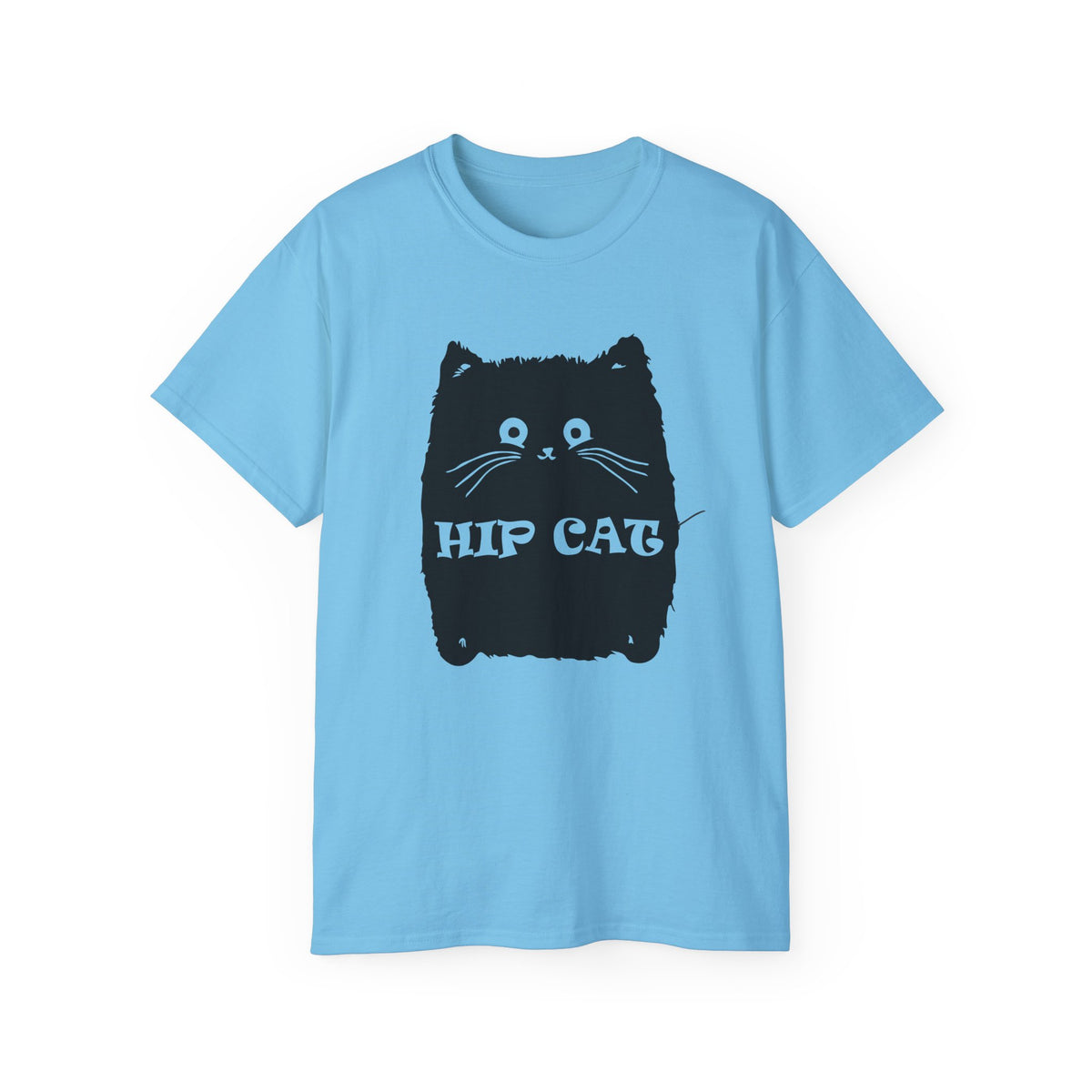 Hip Cat Graphic Tee | Cute Black Cat Illustration, Retro Typography