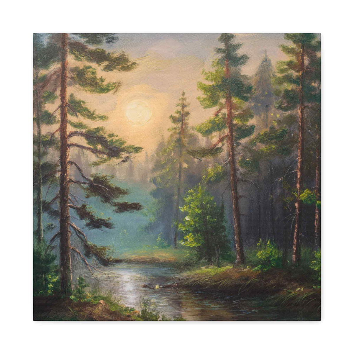 Forest Print Canvas, Trees Oil Paint Print 20x20, 24x24, 30x30, 32x32, 36x36 Art Design Print Pine-Wood Inner Frame MC-74