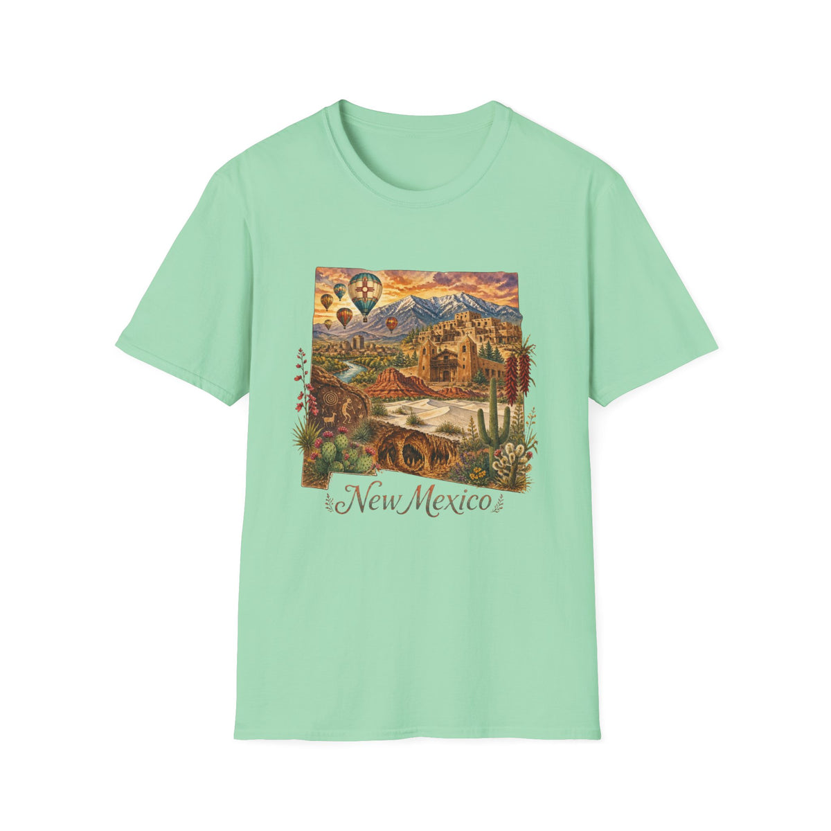New Mexico State Travel Tourist Graphic Design Unisex 100 Cotton Gildan T-Shirt
