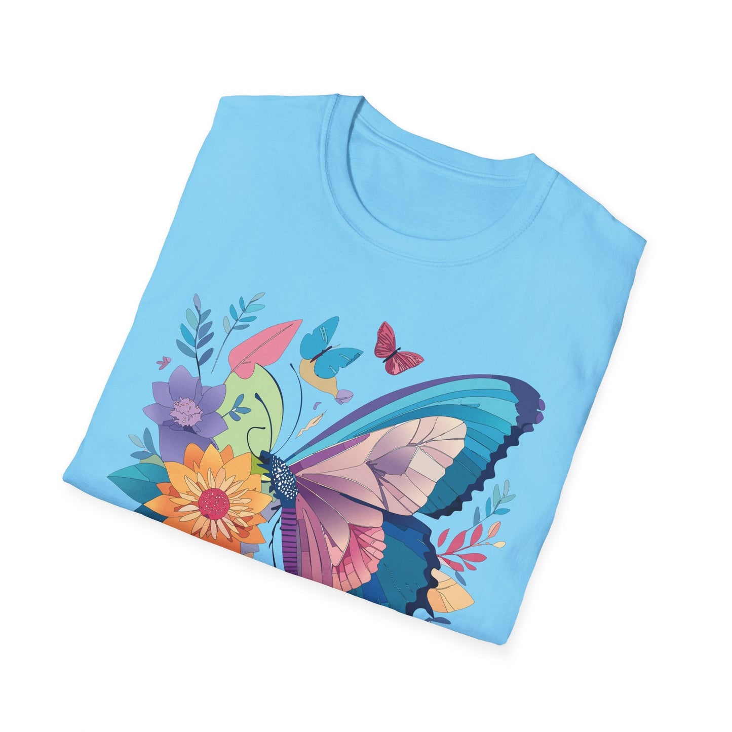 Gildan Butterfly T Shirt Unisex Softstyle 64000 Monarch Print Lightweight Breathable Cotton Tee
