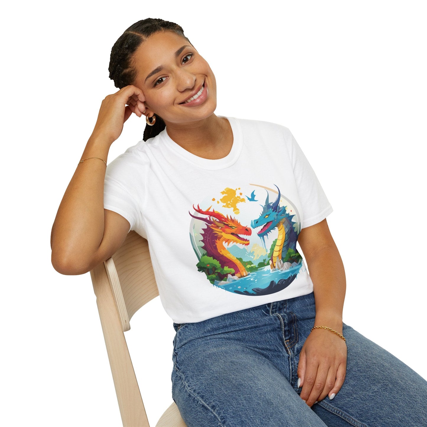 Dragon Graphic Unisex Cotton Softstyle Art Design Tee With Animals 16