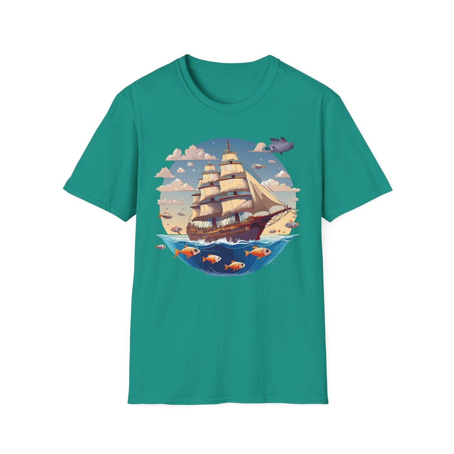 Nautical Ship Frigate Vessel T Shirt Unisex Premium Softstyle Cotton Tee Gildan 64000