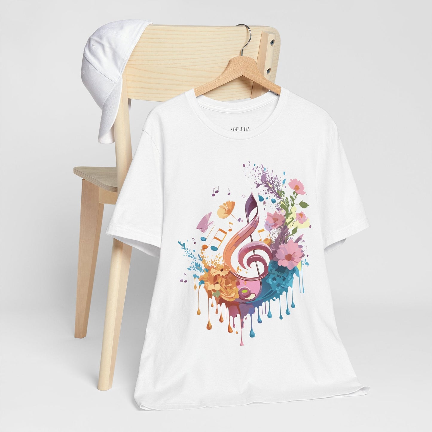 Music Graphic Unisex 100 Cotton Vintage Art with Musical Elements Tee 115