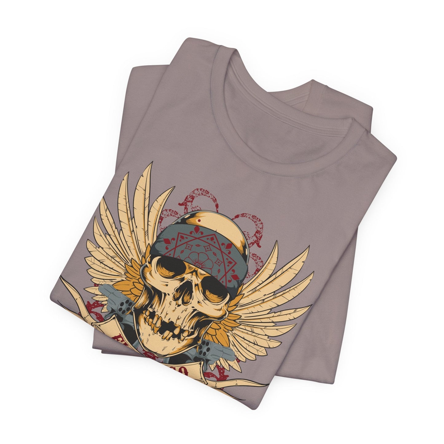 El Gringo Skull with Wings T-Shirt Vintage Tattoo Style Art-53