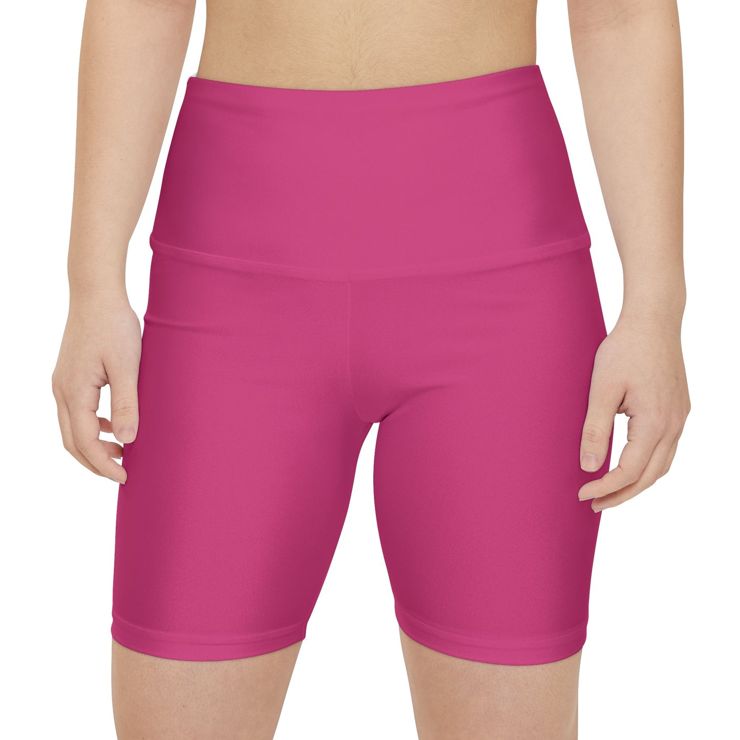 Rose Punch Women's Workout Shorts — Solid High-Waist Biker Shorts for Exercise & Everyday Wear