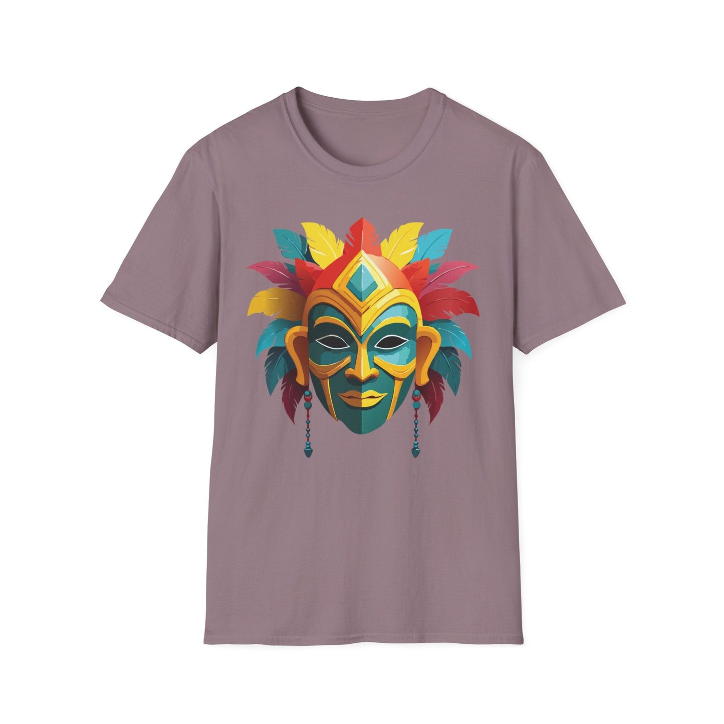 Unisex Mask Tee Shirt Gildan Softstyle 64000 Cotton Masquerade Design For Everyday Wear