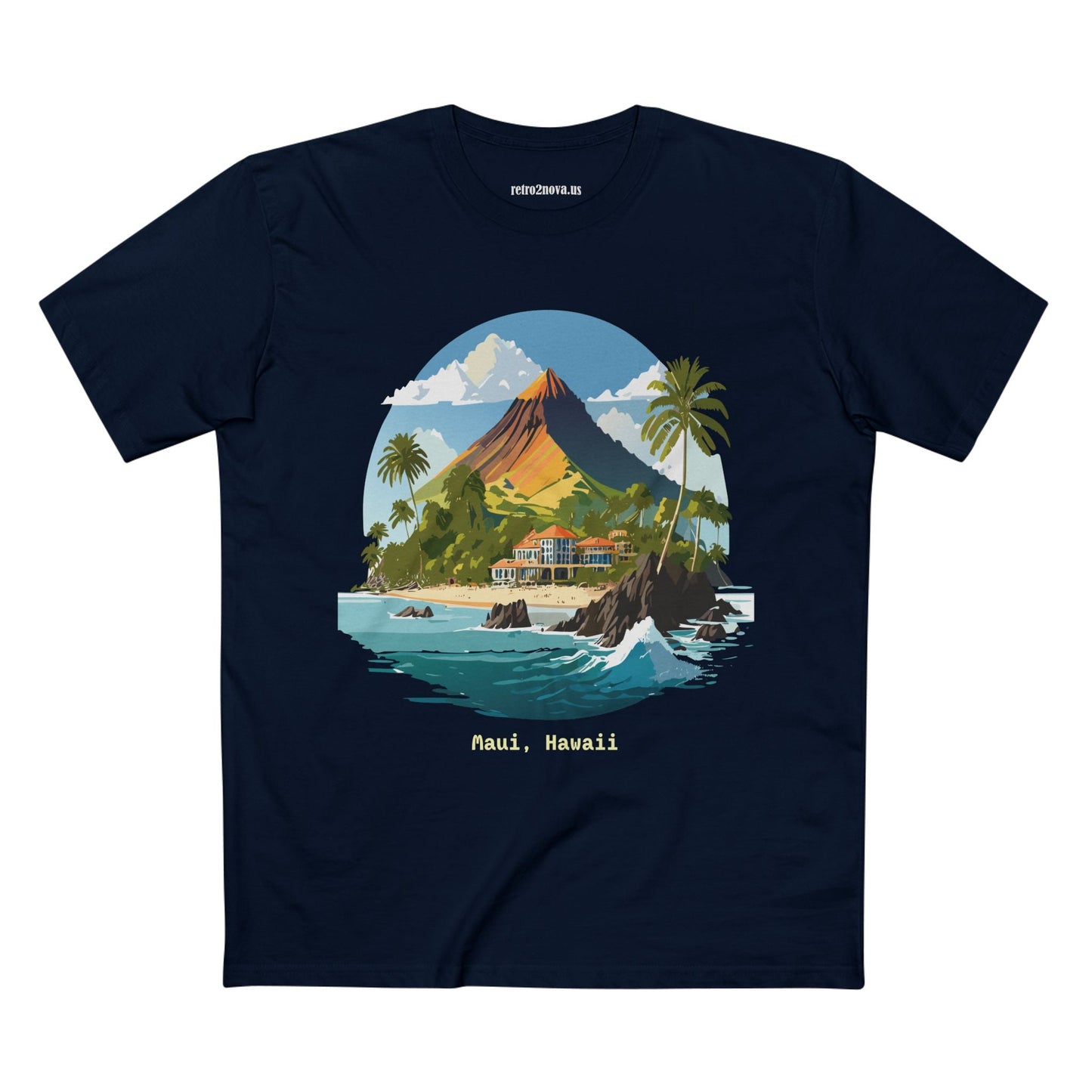 Retro2Nova Unisex Premium Cotton Art Tee Travel Shirt Hawaii Design Comfortable Everyday Tee