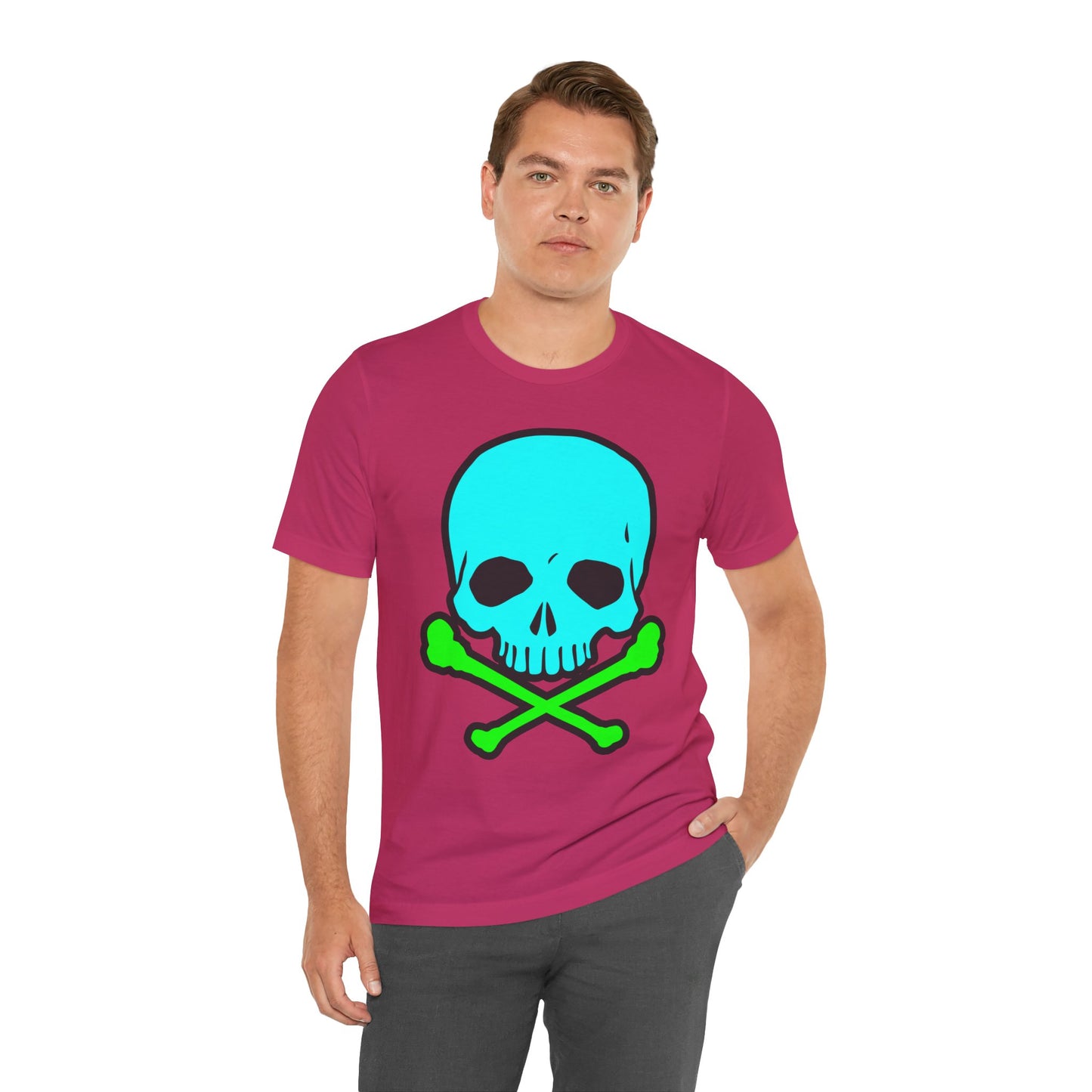 Blue Skull Graphic Design Tee, Skull Shirt, Vintage Tees, Art Design T-Shirt, Vintage Graphic Tee, Art Shirts with Skulls