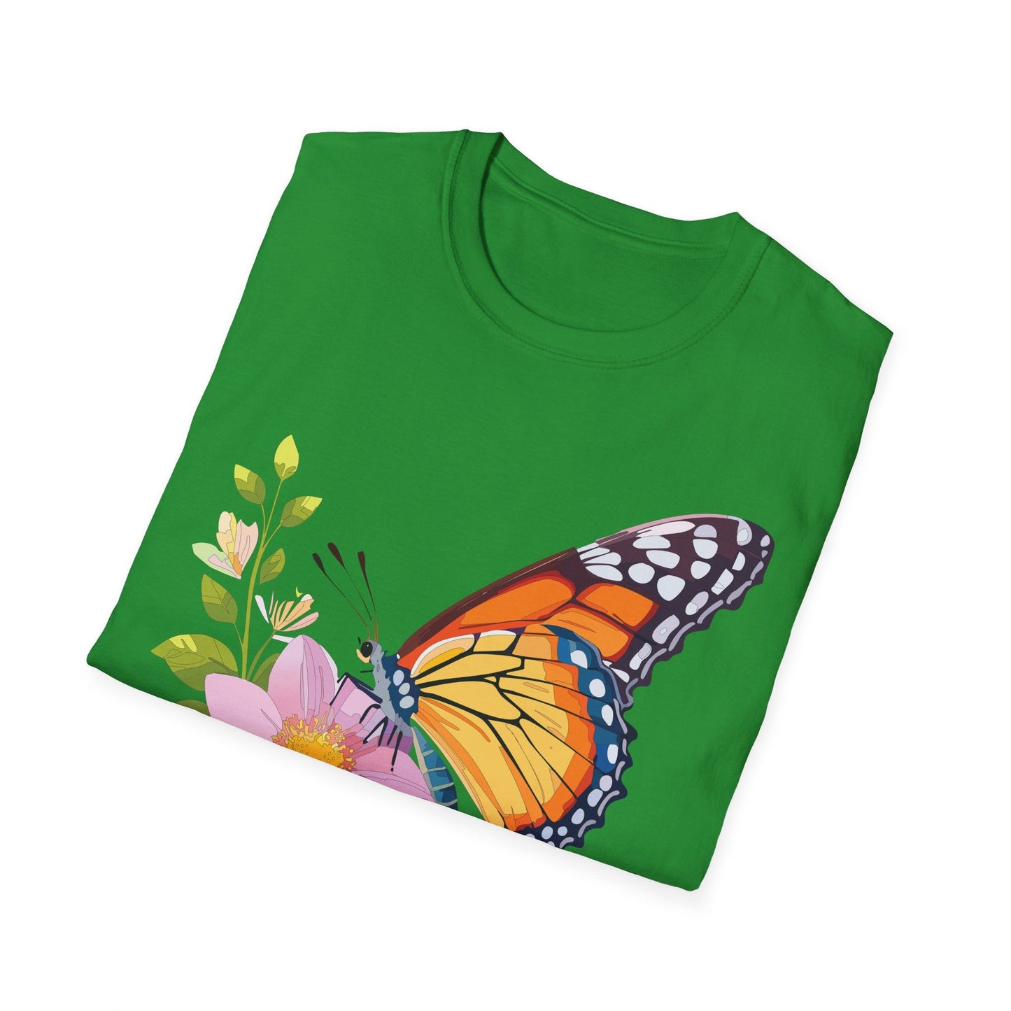 Butterfly T Shirt for Women and Men Monarch Print Softstyle Unisex Gildan 64000 Tee