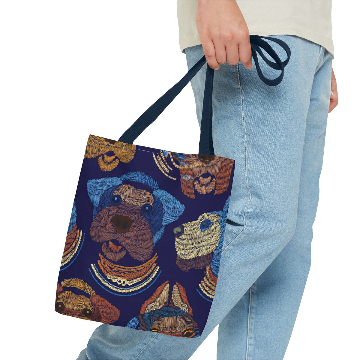 Denim Fabric Imitation Print Unisex Canvas Bag Poly Spun 3 Sizes Tote Bag 191-14
