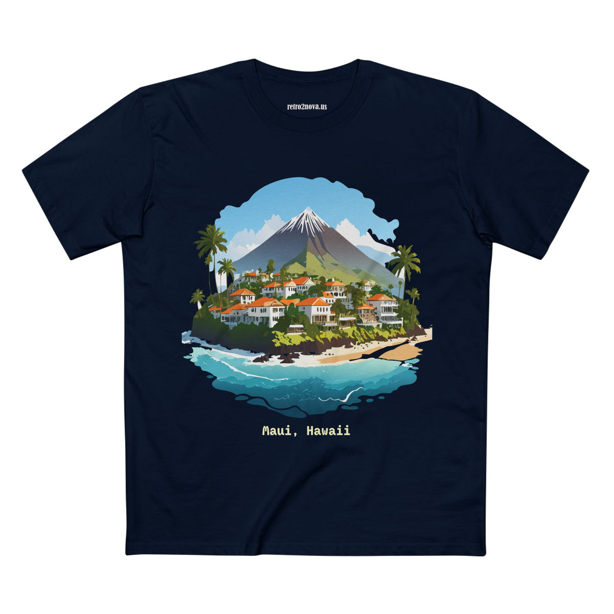 Maui Hawaii Island Landscape T-Shirt | Tropical Beach Village Print