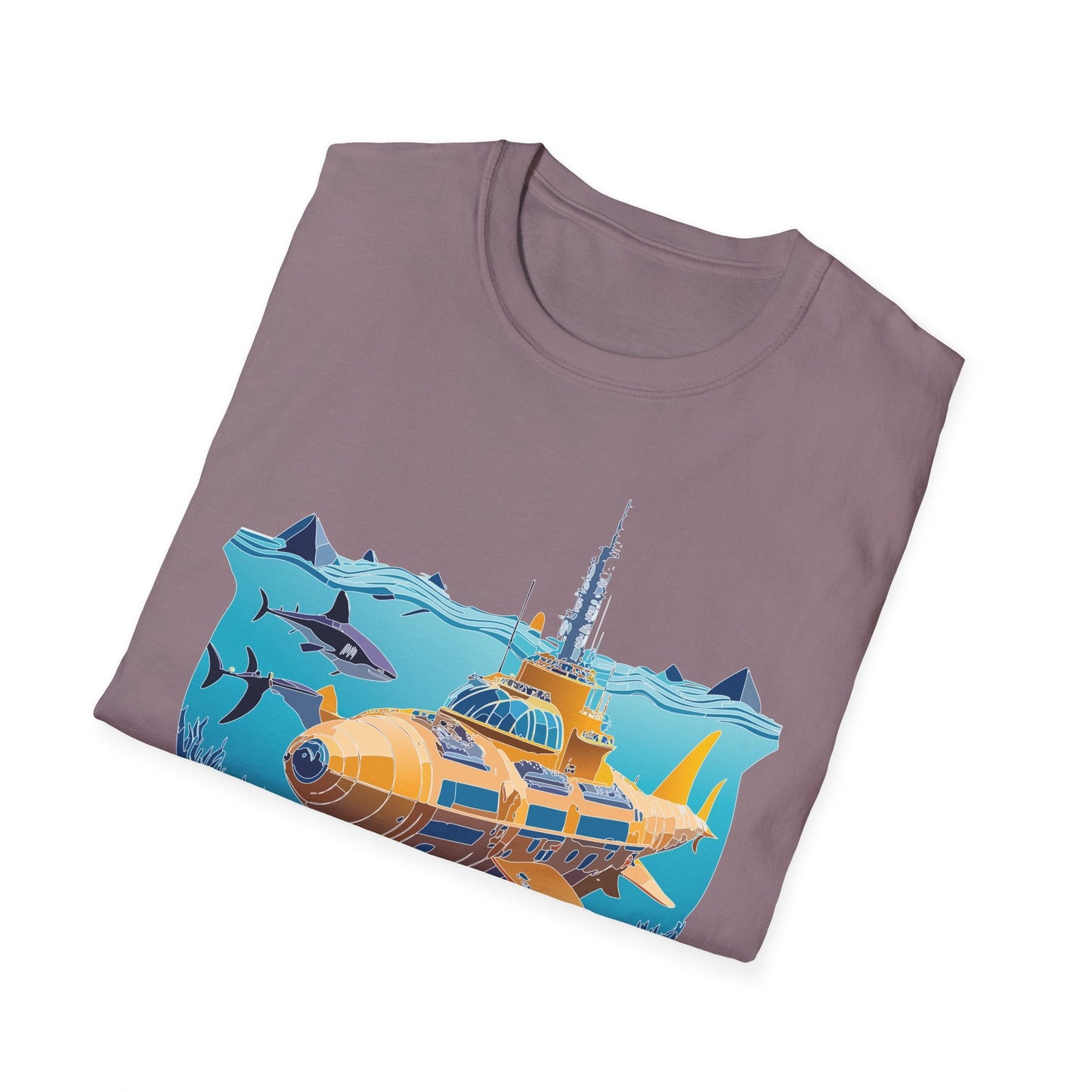 Ocean Tee Shirt Unisex Gildan Softstyle 64000 Ocean Theme Tee With U Boat Design