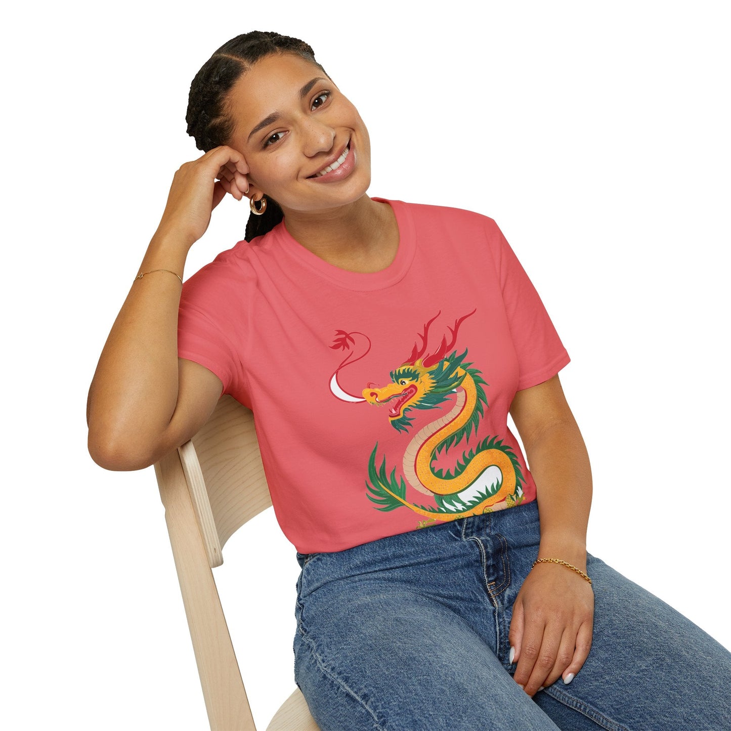 Dragon Graphic Unisex Cotton Softstyle Art Design Tee With Animals 7