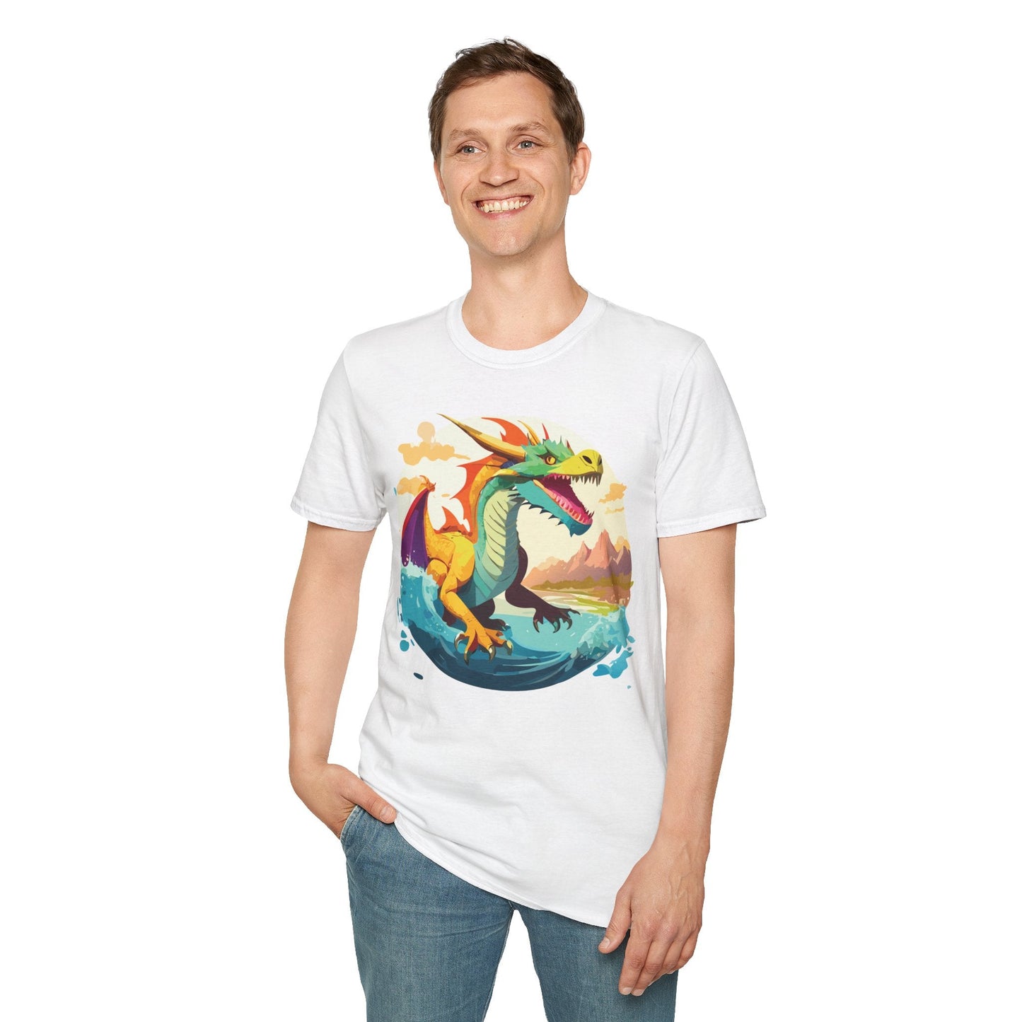 Dragon Graphic Unisex Cotton Softstyle Art Design Tee With Animals 13