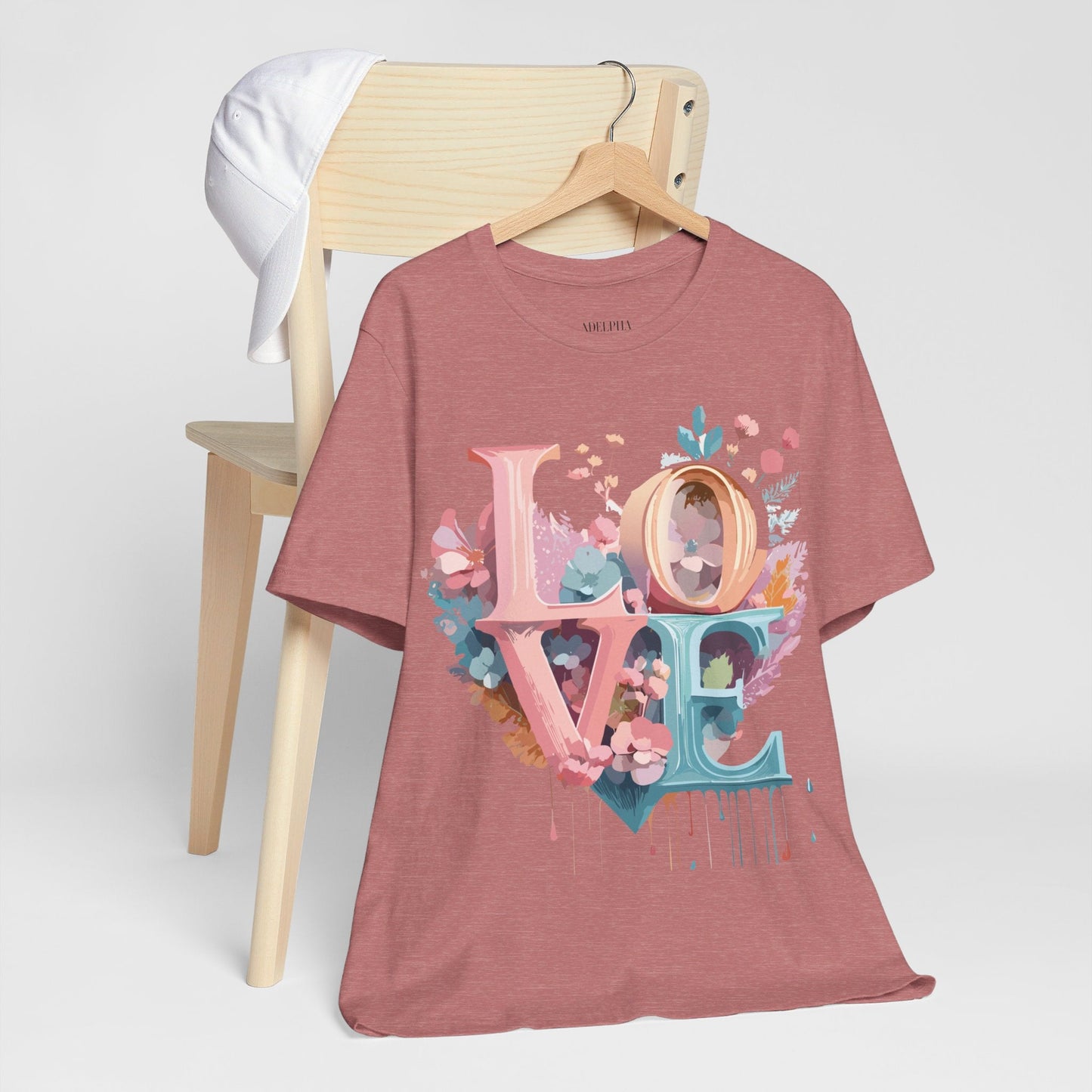 Valentine Day Graphic Unisex 100 Cotton Vintage Artwork with Love and Flower Design Tee 53