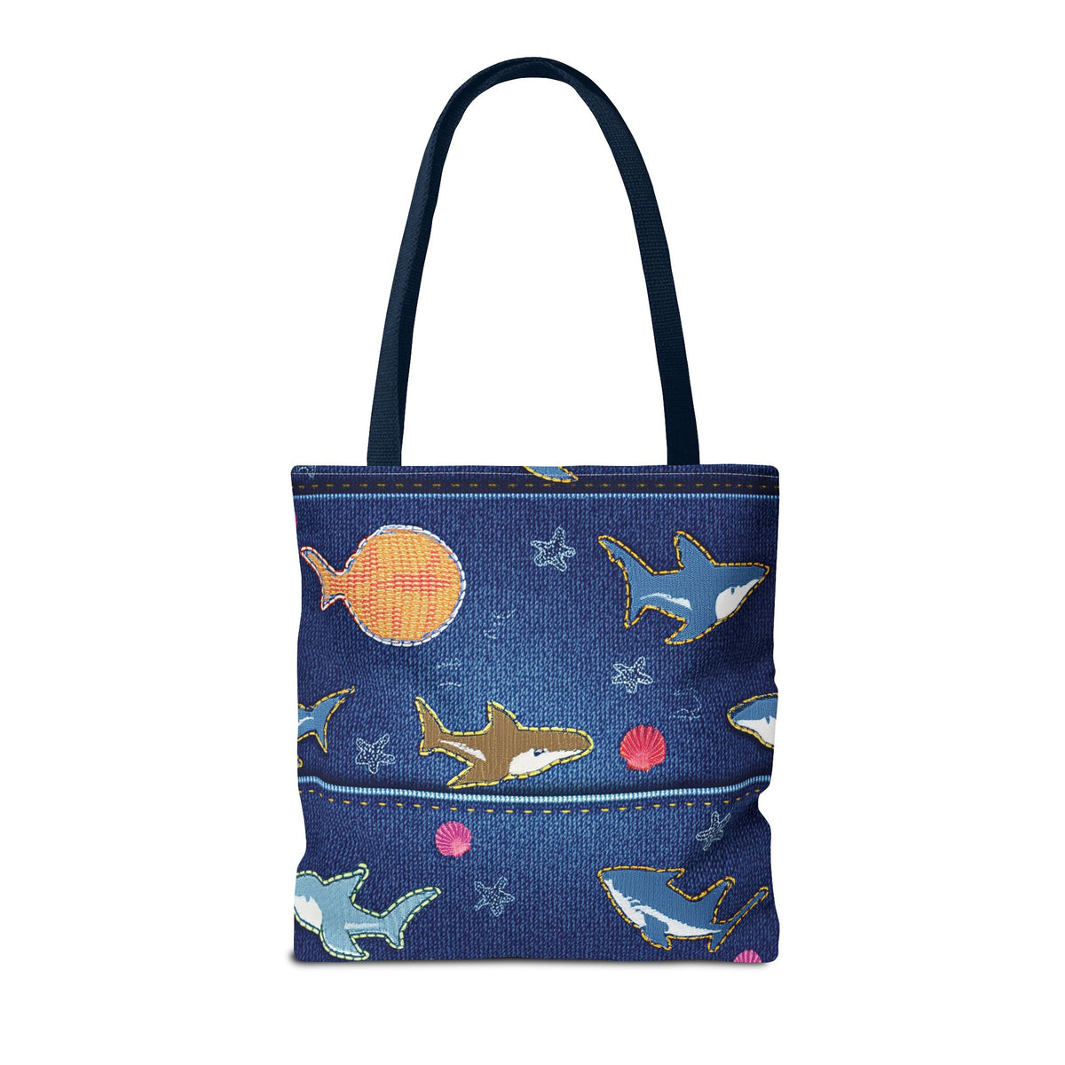 Denim Fabric Imitation Print Unisex Canvas Bag Poly Spun 3 Sizes Tote Bag 182-18