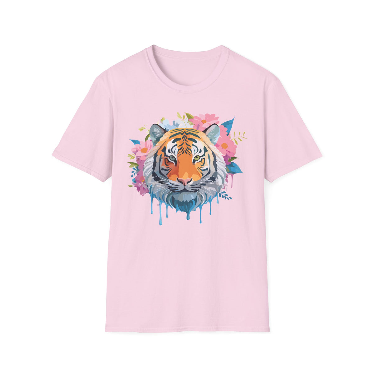 Floral Tiger Face T-Shirt | Watercolor Bloom Design