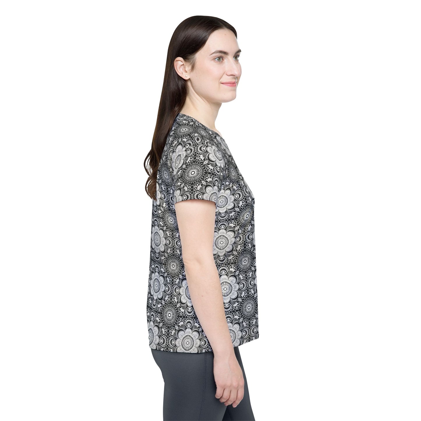 Lace Print Poly Shirt, Poly Shirt with Lace Print, Lace Shirt 36