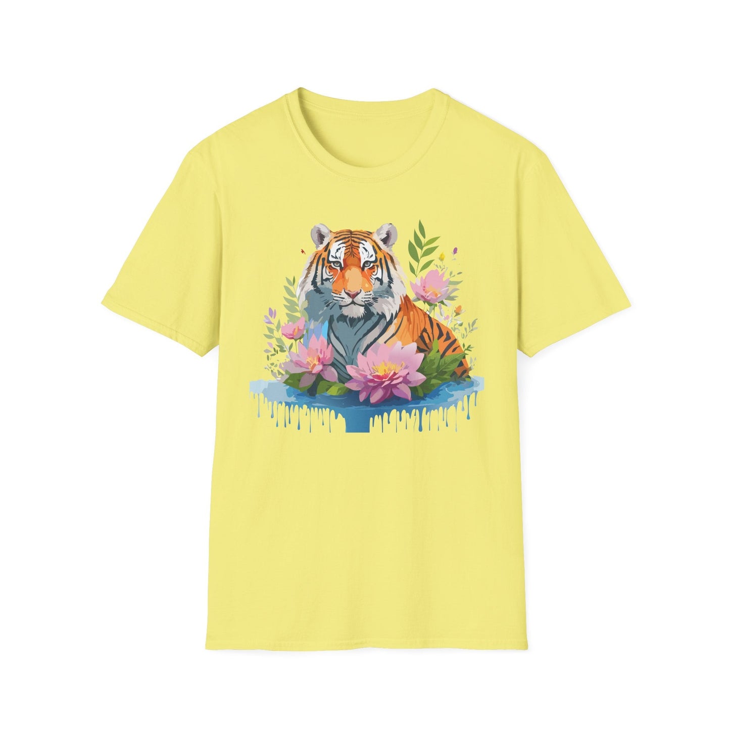 Tiger Print Unisex T Shirt Gildan Softstyle 64000 Animal Tee