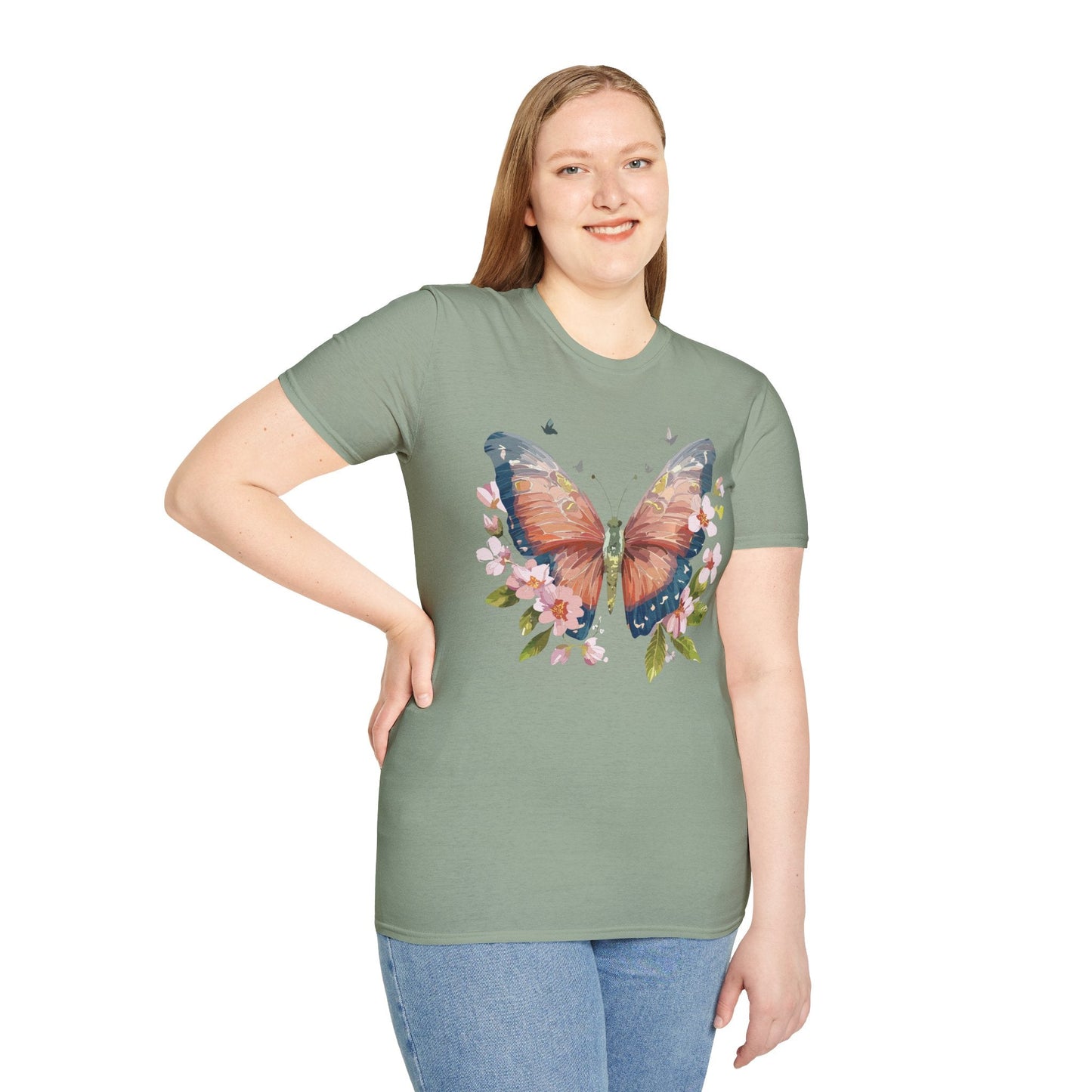 Unisex Monarch Butterfly T Shirt Softstyle 64000 Gildan Ring Spun Cotton Tee Lightweight Comfort