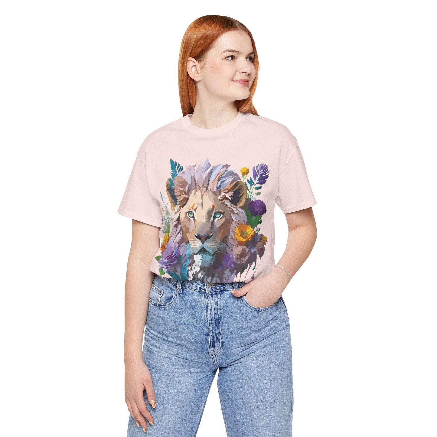 Lion Graphic Tee Unisex Short Sleeve Shirt With Vintage Inspired Artwork By Adelpha