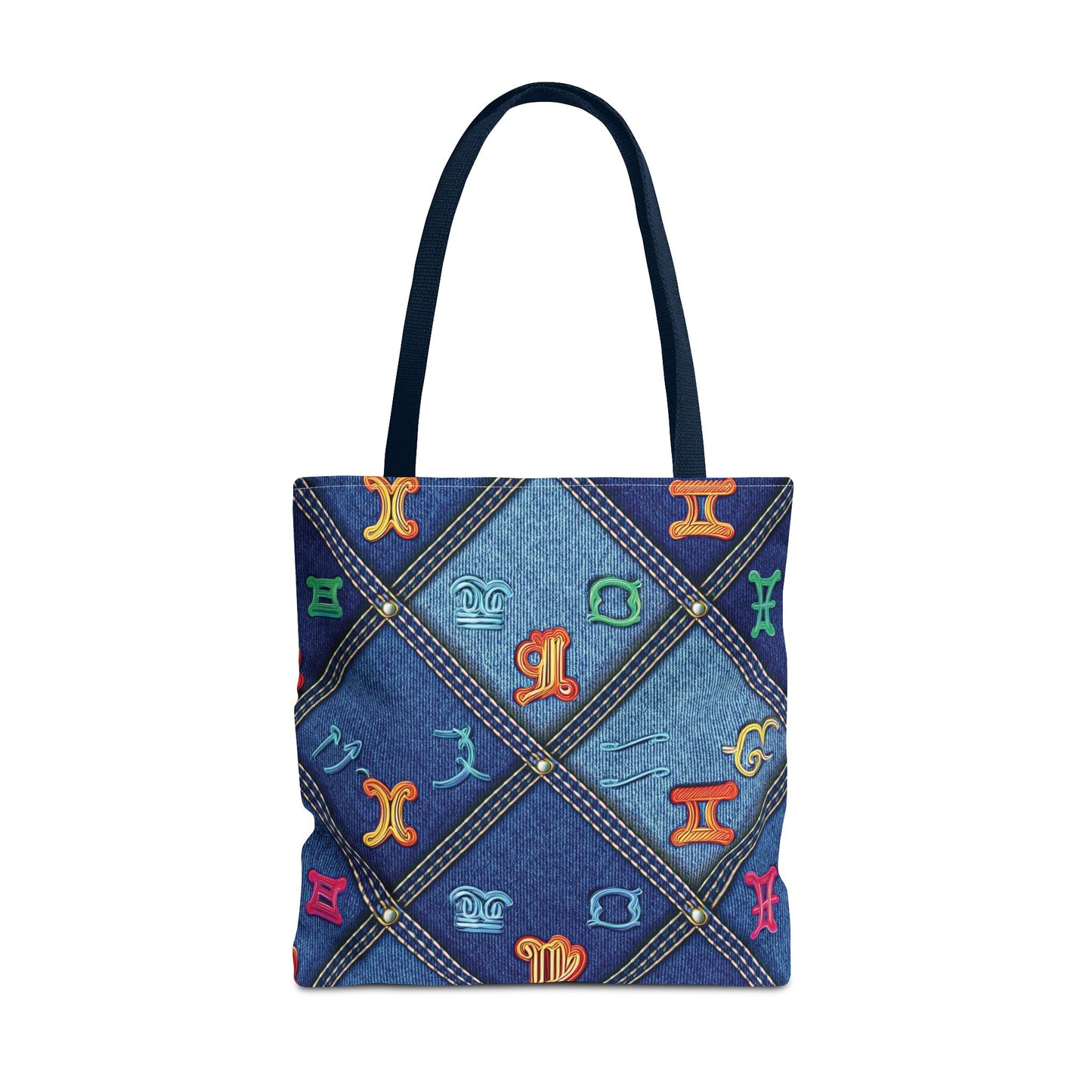 Denim Fabric Imitation Print Unisex Canvas Bag Poly Spun 3 Sizes Tote Bag 184-8