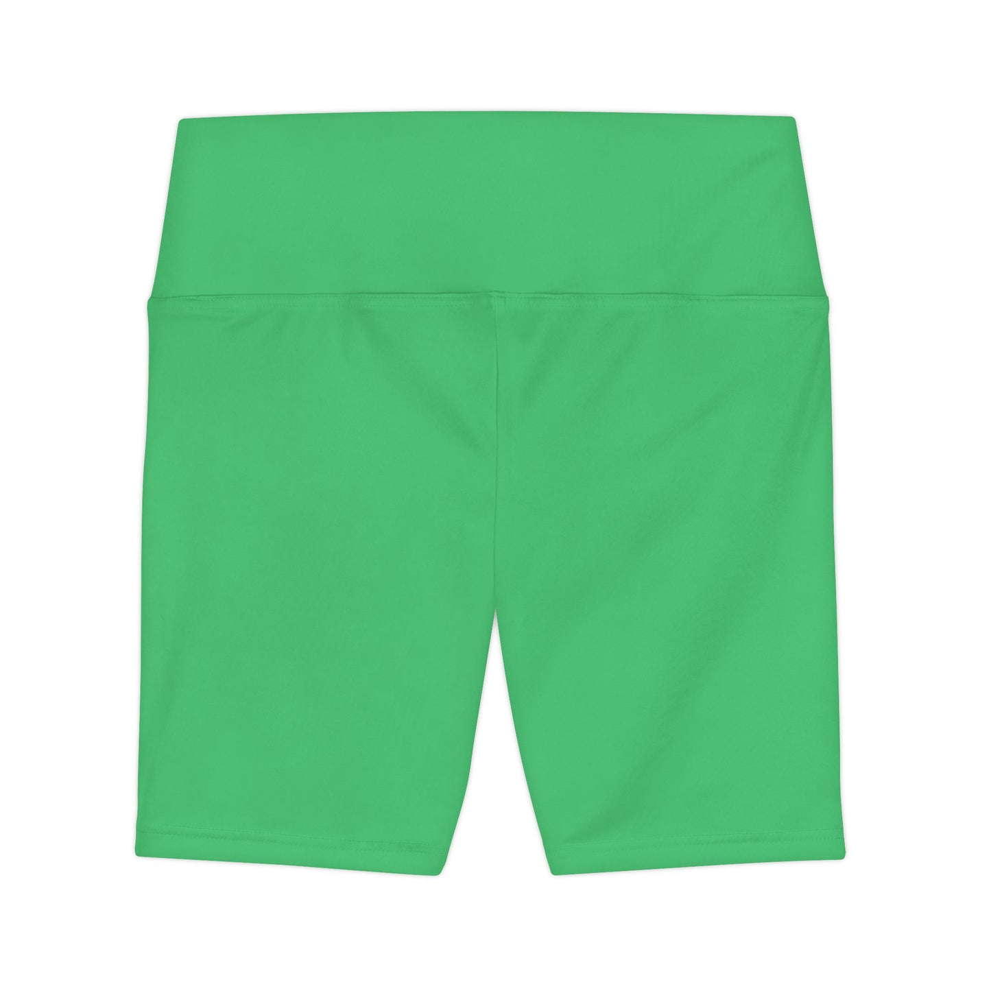 Emerald Green Women's Workout Shorts — Solid Green High-Waist Biker Shorts