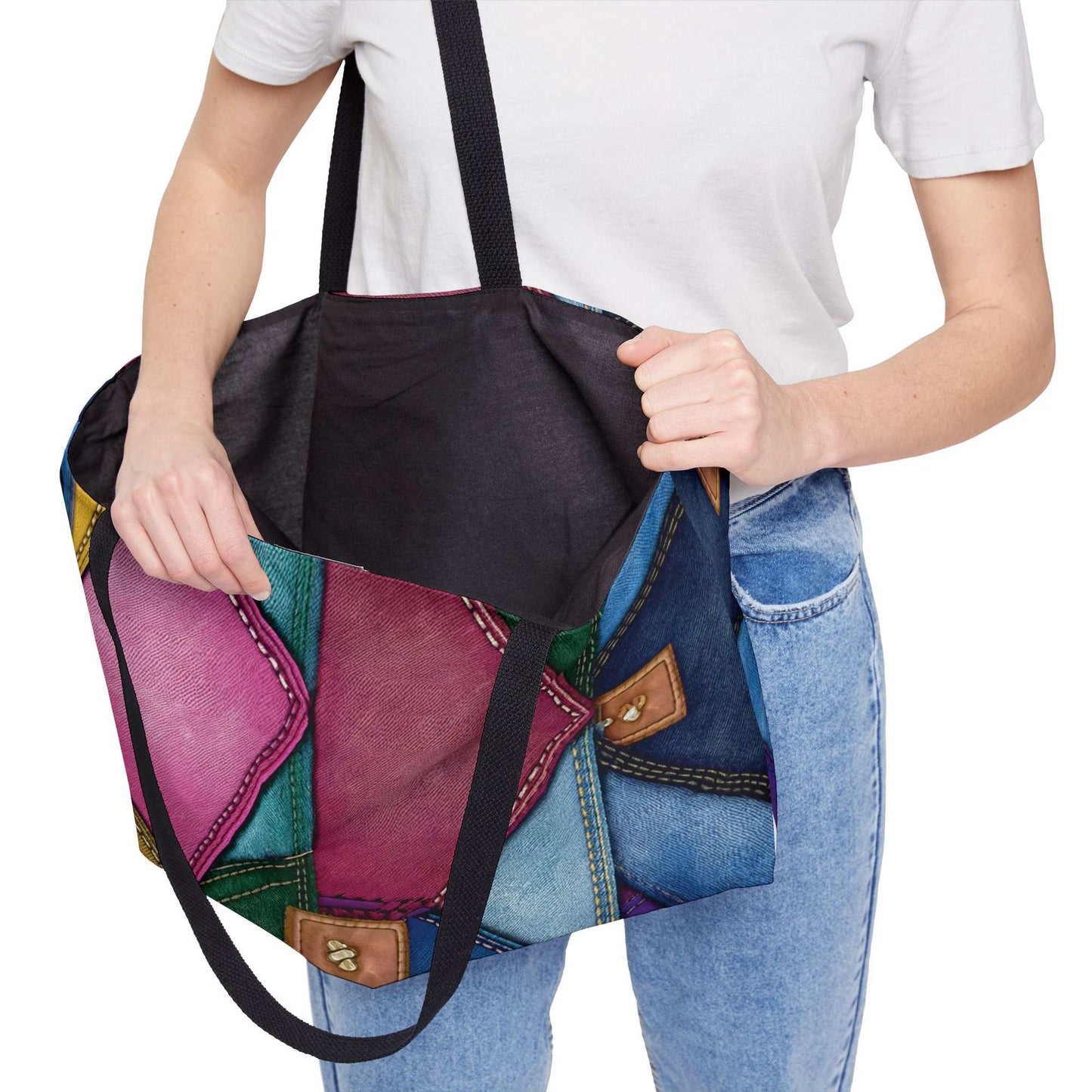 Denim Color Imitation Print Unisex  Yoga Bag  Spun Polyester 24x13 Canvas Gym Bag 34-2