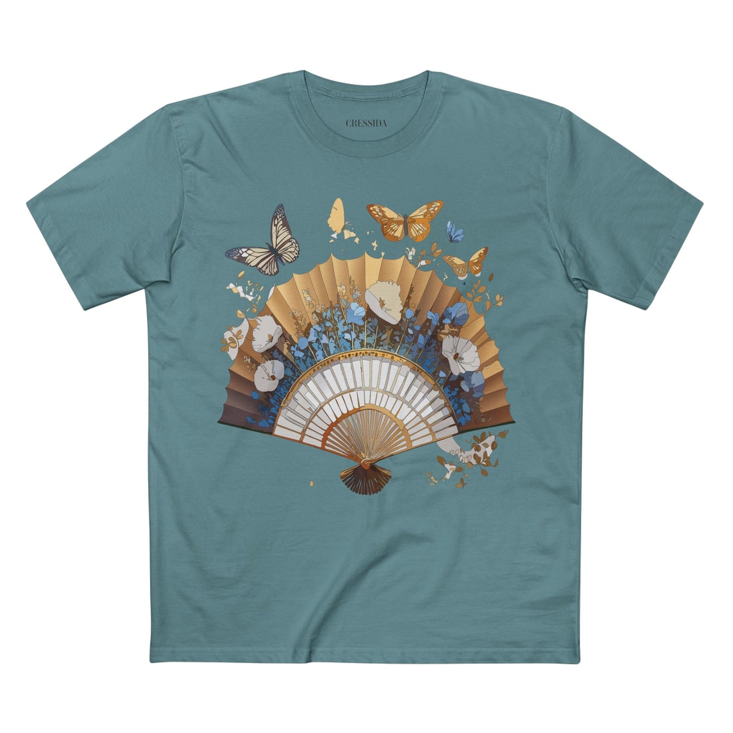 Antique Fan Graphic Design T-Shirt Unisex 100 Cotton Floral Carnival Artwork Tee 1