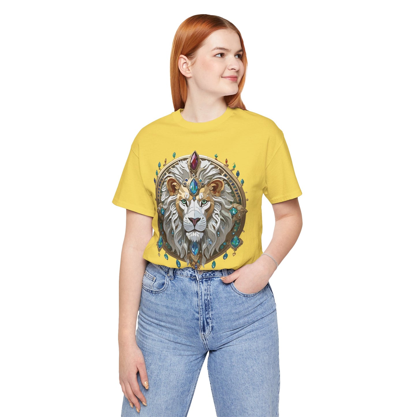 Unisex Lion Graphic Tee, Animal Shirt, Tee Shirt with Lion, Medallion T-Shirt, Animal Medallion Tees