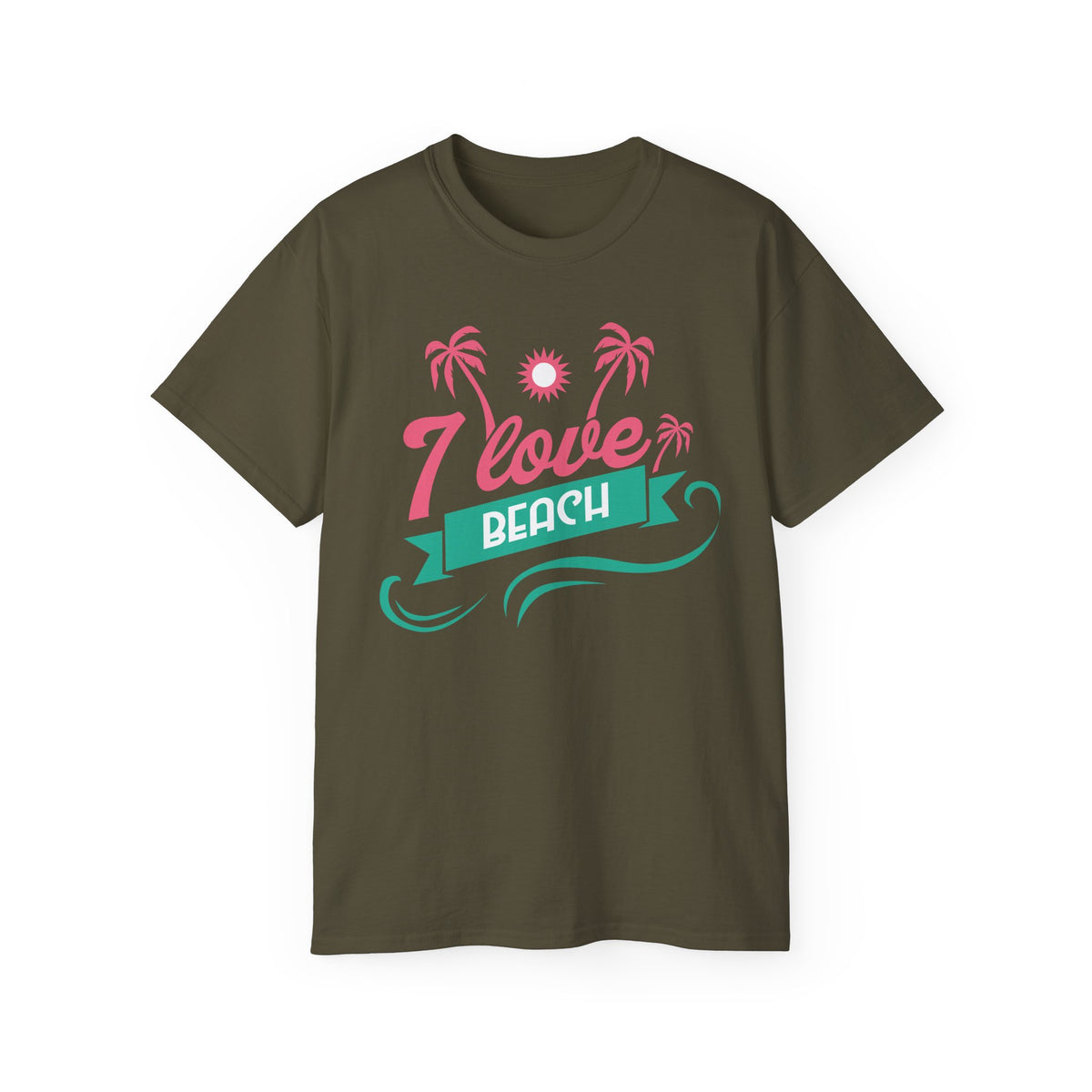 I Love Beach T-Shirt | Palm Trees Sun Waves Graphic Tee