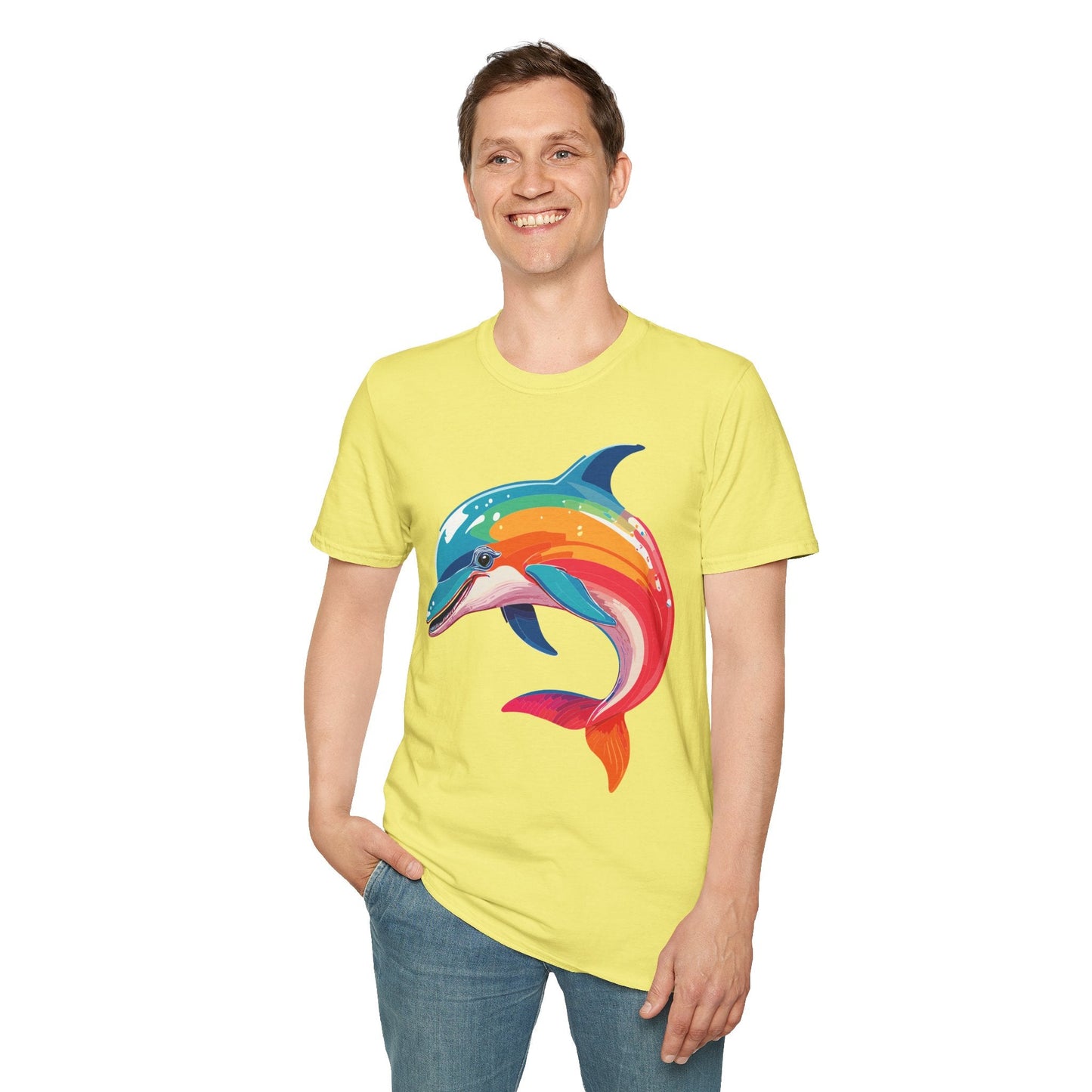 Dolphin Shirt For Unisex 100 Percent Ring Spun Cotton Gildan Softstyle 64000 Short Sleeve Tee