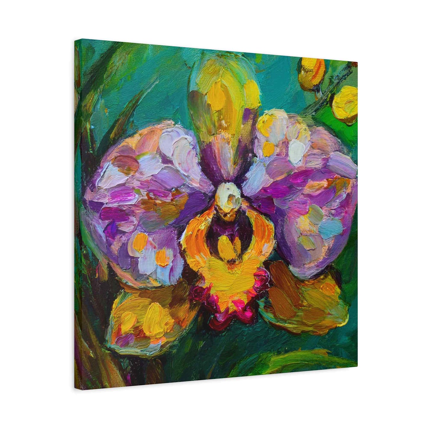 Purple Orchid Print Canvas, Floral Oil Paint Print 20x20, 24x24, 30x30, 32x32, 36x36 Art Design Pine-Wood Inner Frame MC-131