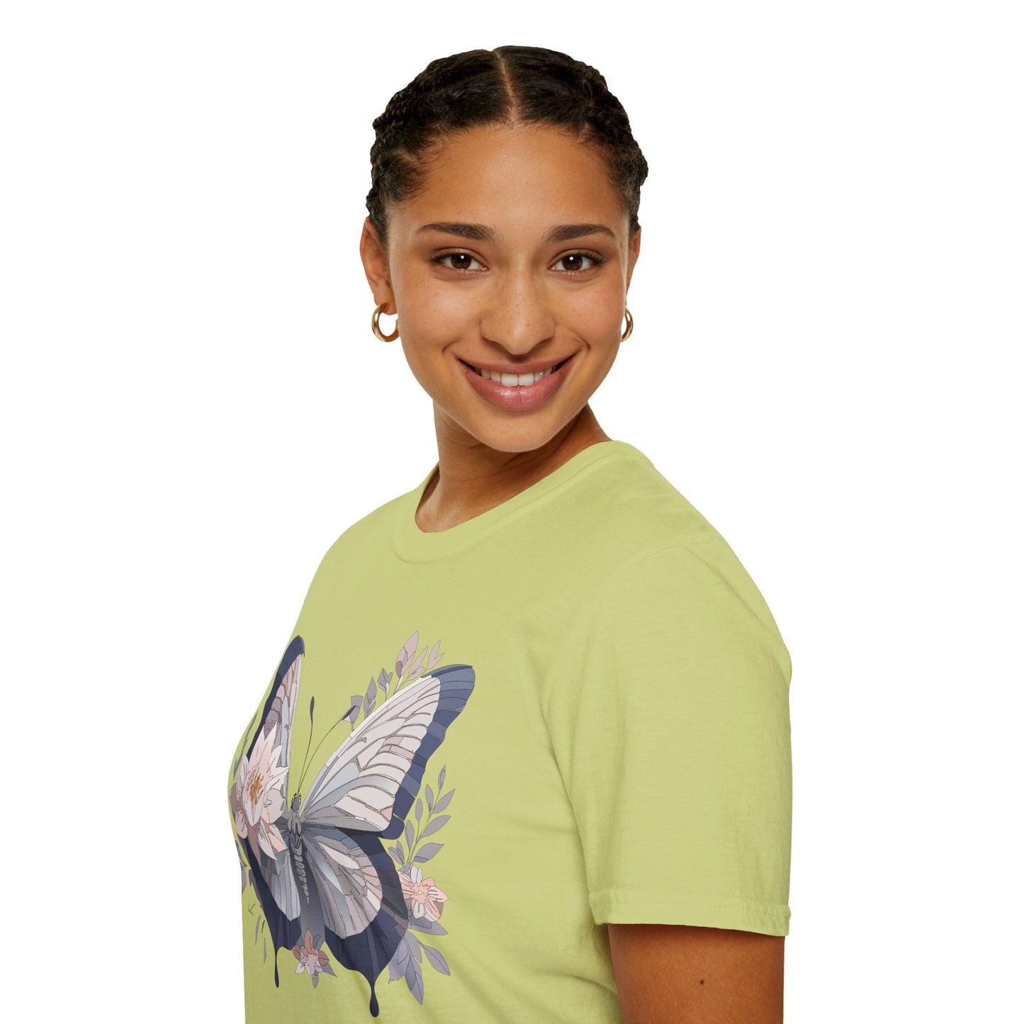 Butterfly T Shirt Unisex Monarch Print Softstyle Cotton Tee for Everyday Comfort
