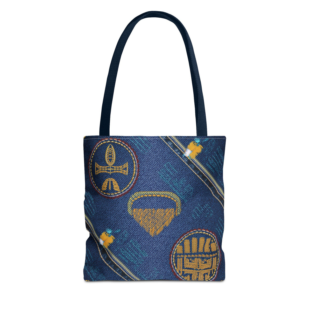 Denim Fabric Imitation Print Unisex Canvas Bag Poly Spun 3 Sizes Tote Bag 188-2