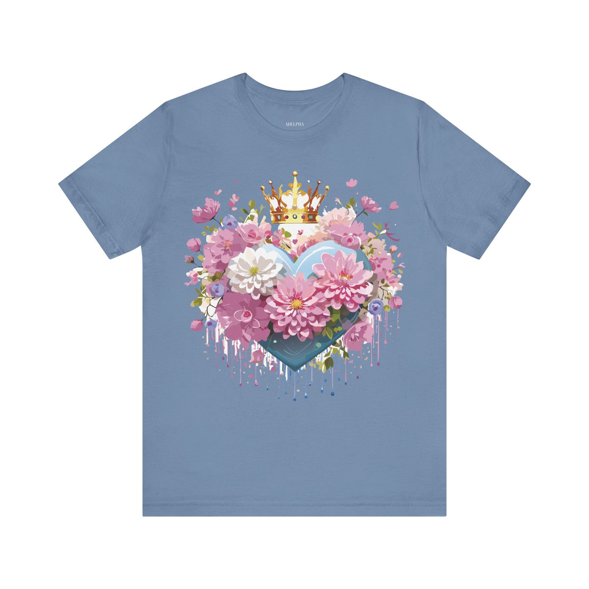Valentine's Day Graphic Unisex Cotton Bella+Canvas Tee with Floral Art Design d106