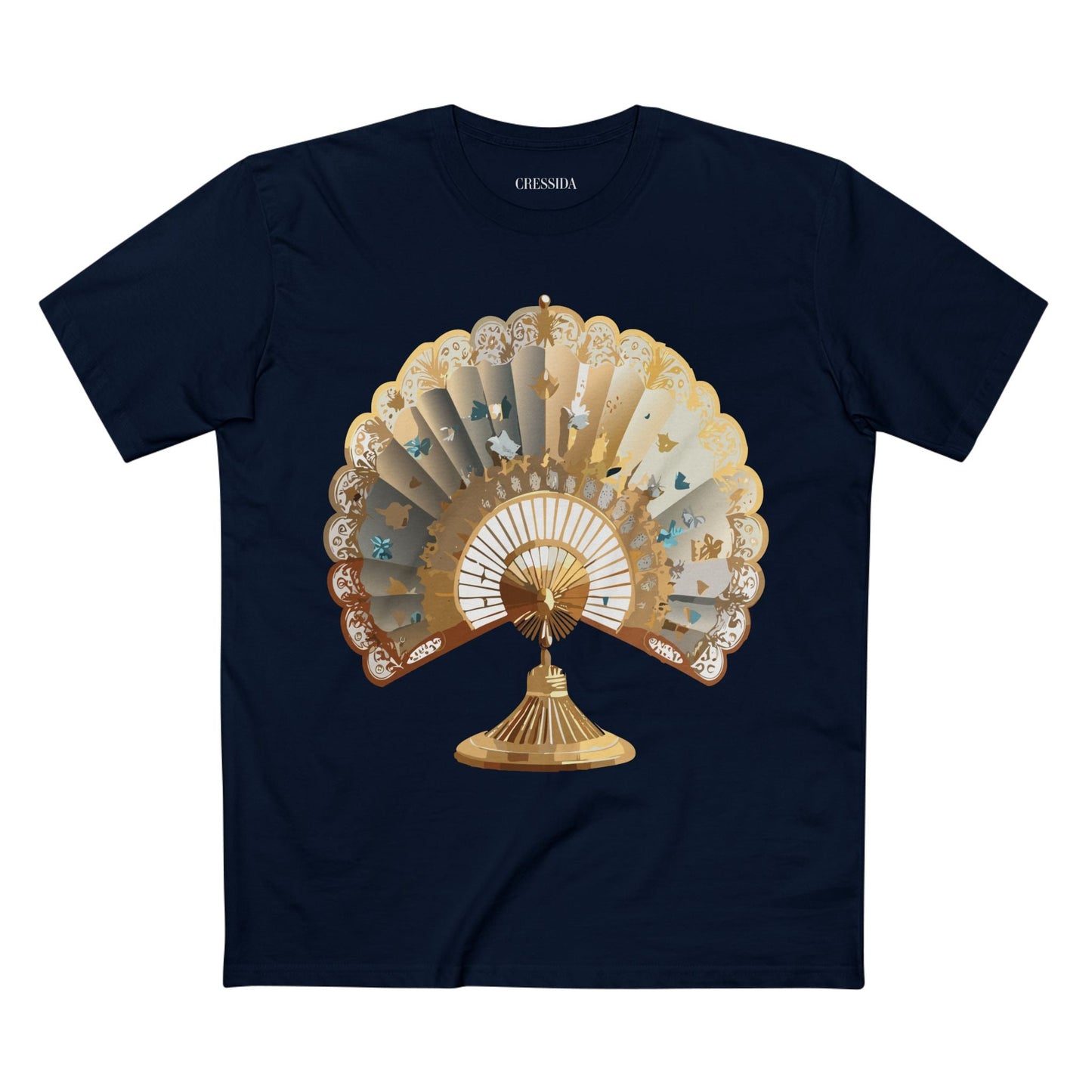 Antique Fan Graphic Design T-Shirt Unisex 100 Cotton Floral Carnival Artwork Tee 22