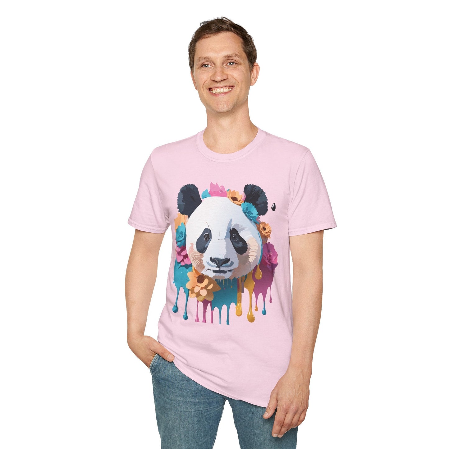 Unisex Panda Shirt Softstyle Cotton Tee For Everyday Wear With Cute Animal Print