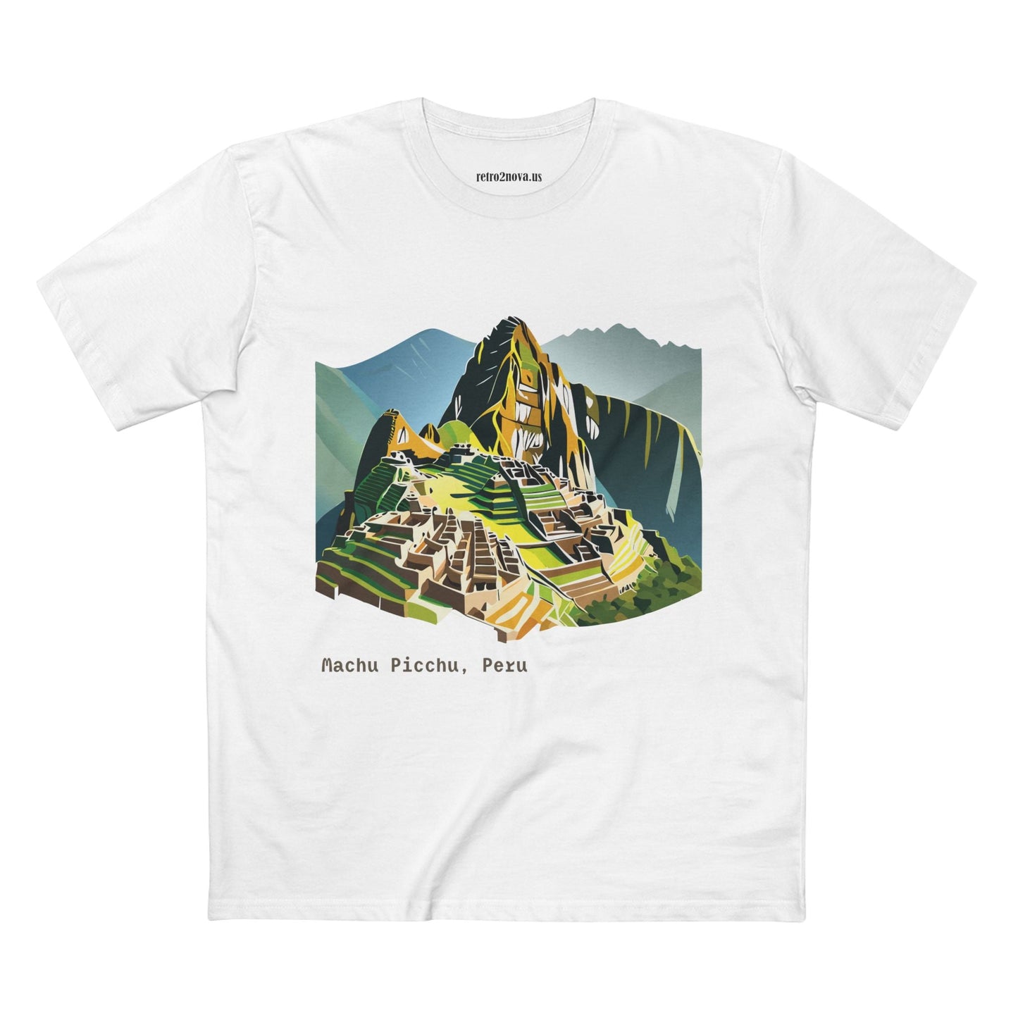 Retro2Nova Machu Picchu Travel Shirt Unisex Art Tee Premium Cotton Staple Tee With Original Design