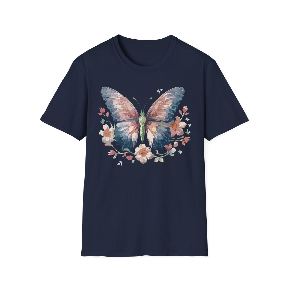 Butterfly Floral T-Shirt — Watercolor Butterfly Tee for Women & Nature Lovers Graphic Tee Unisex 100 Cotton Gildan T-Shirt