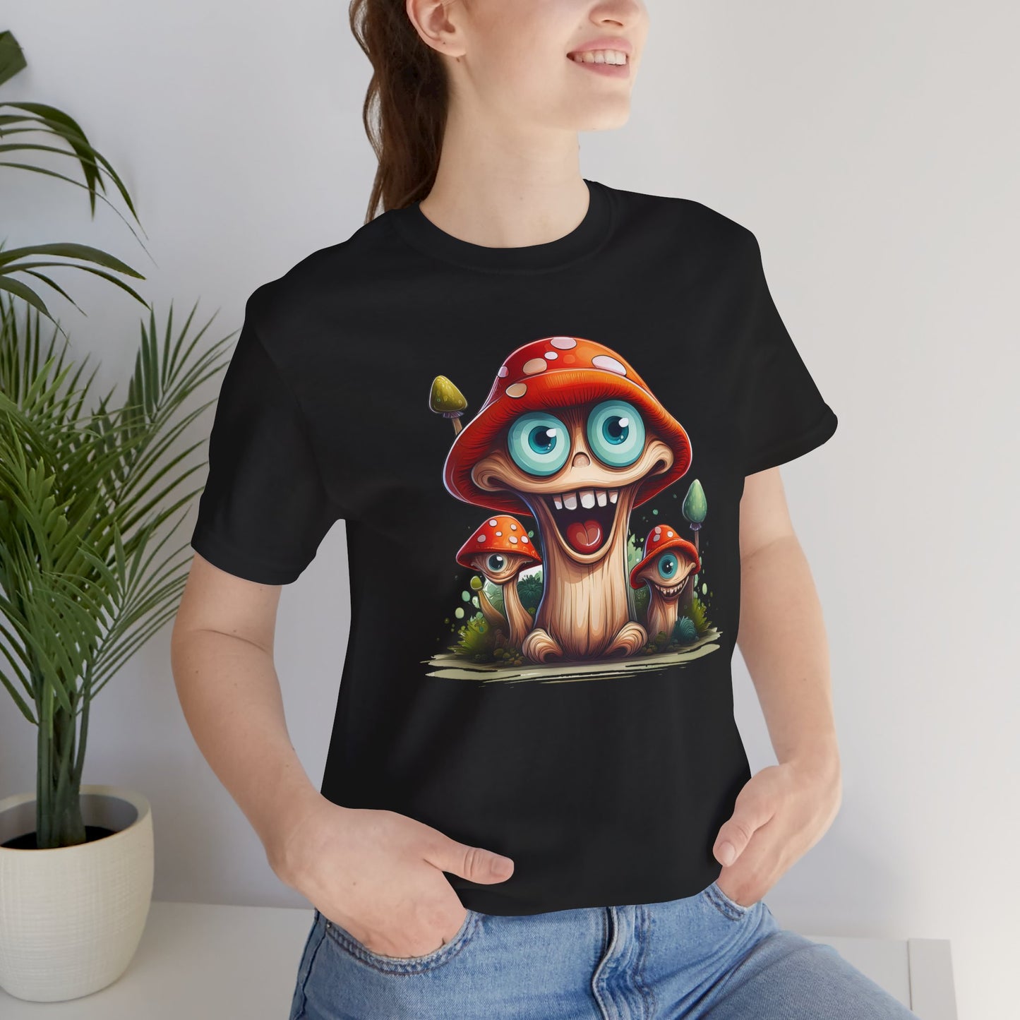 Cute Mushroom Graphic Tee, Fun Cartoon Shirt, Funny Mushroom Shirt, Cute Cartoon Tees, Graphic T-Shirt, Art Design T-Shirt