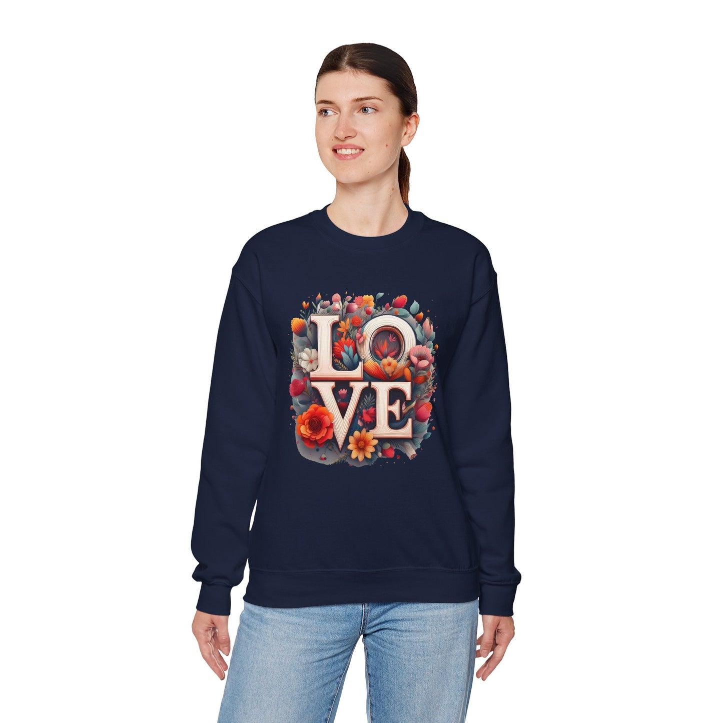 Floral Love Valentines Day Sweatshirt Unisex Crewneck Love Flower Gift Idea Cozy Everyday Wear