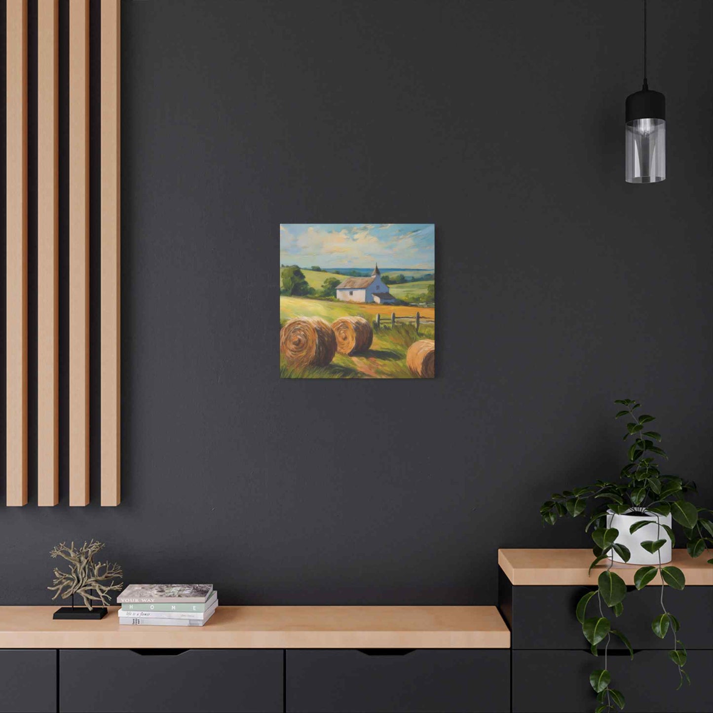 Countryside Print Canvas, Oil Paint Print 20x20, 24x24, 30x30, 32x32, 36x36 Art Design Print Pine-Wood Inner Frame MC-49