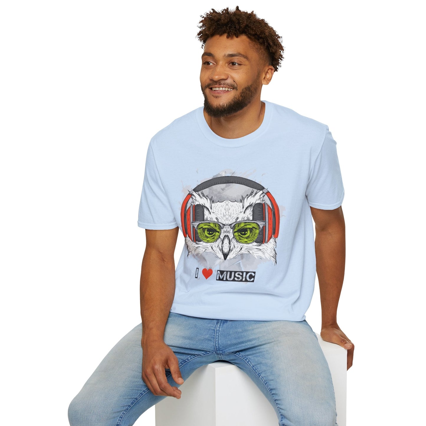 I Love Music Animals Shirt Unisex Tee With Headphones Graphic Design For Music Lovers