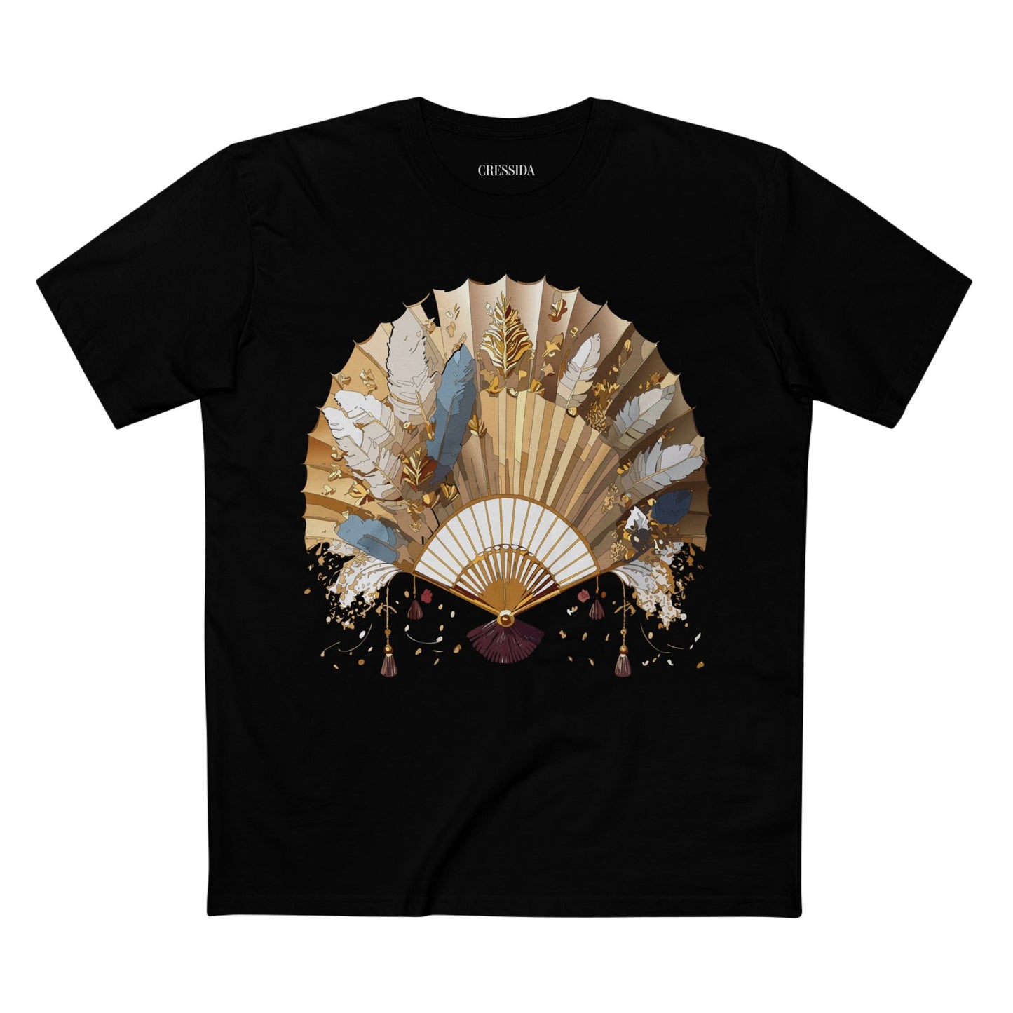 Antique Fan Graphic Design T-Shirt Unisex 100 Cotton Floral Carnival Artwork Tee 8