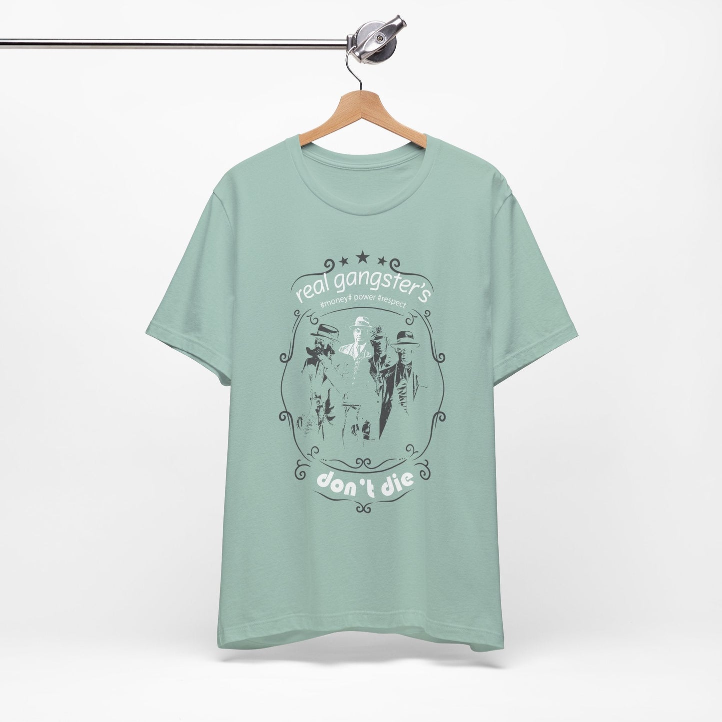 Real Gangsters Don't Die T-Shirt Vintage Outlaw Illustration Retro Biker Tee A-3