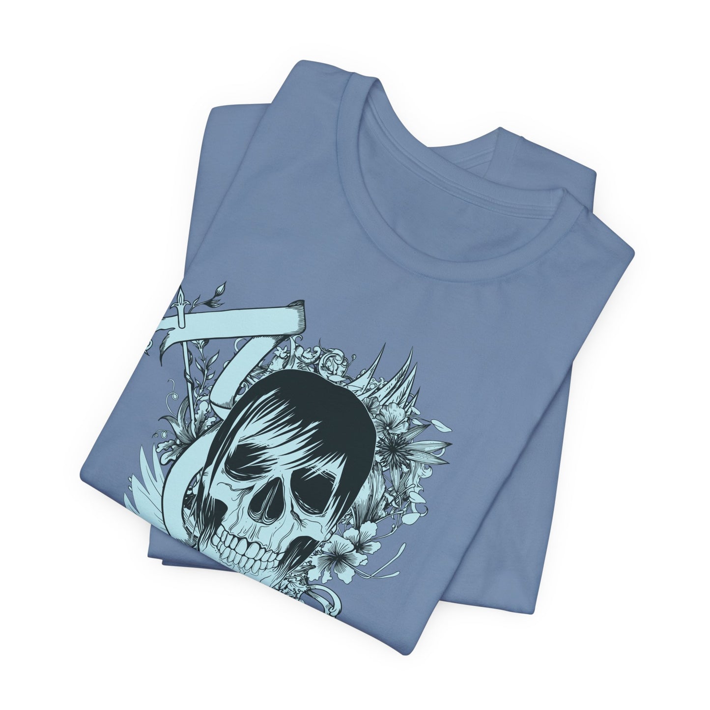 Sky Skull Graphic Design Tee, Skull Shirt, Vintage Tees, Art Design T-Shirt, Vintage Graphic Tee, Art Shirts with Skulls