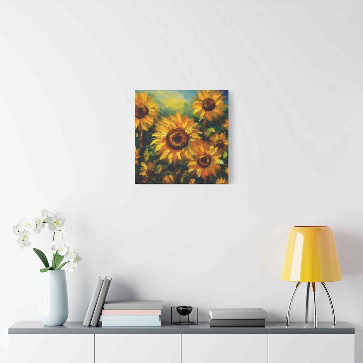 Sunflowers Print Canvas, Flowers Oil Paint Print 20x20, 24x24, 30x30, 32x32, 36x36, Floral Art Design Print Non-Frame MC-24