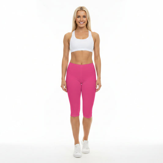 Wild Strawberry Color Women's Brushed Suede Poly Span Casual Capri Leggings XS-2XL