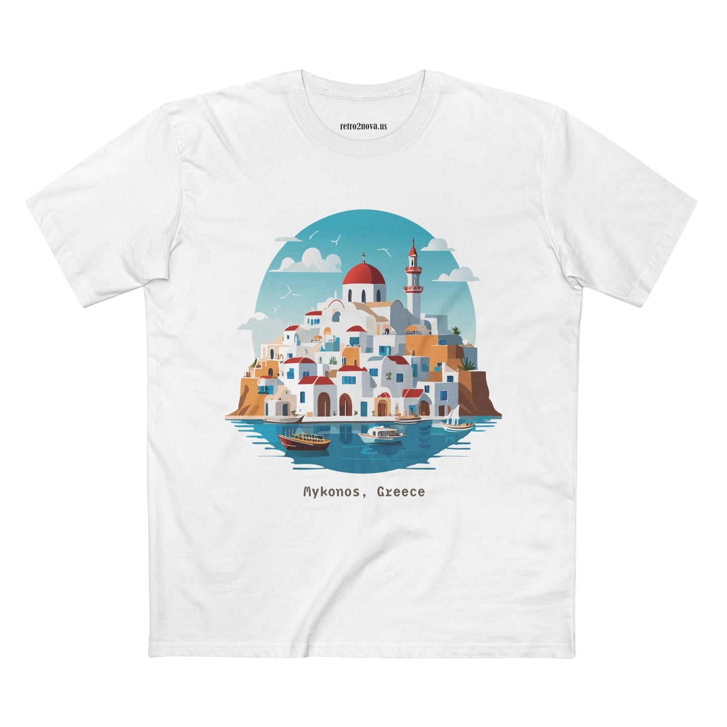 Greece Travel Shirt Unisex Premium Cotton Tee With Original Art Design Retro2Nova TT41